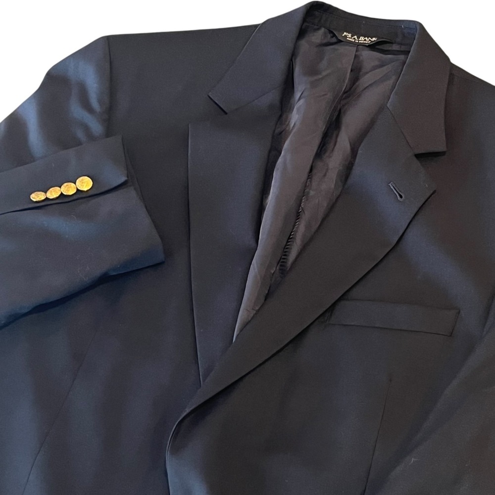 Jos A Bank Signature 100% Wool Gold 2 Button‎ Blazer Sportcoat Mens 42L Black